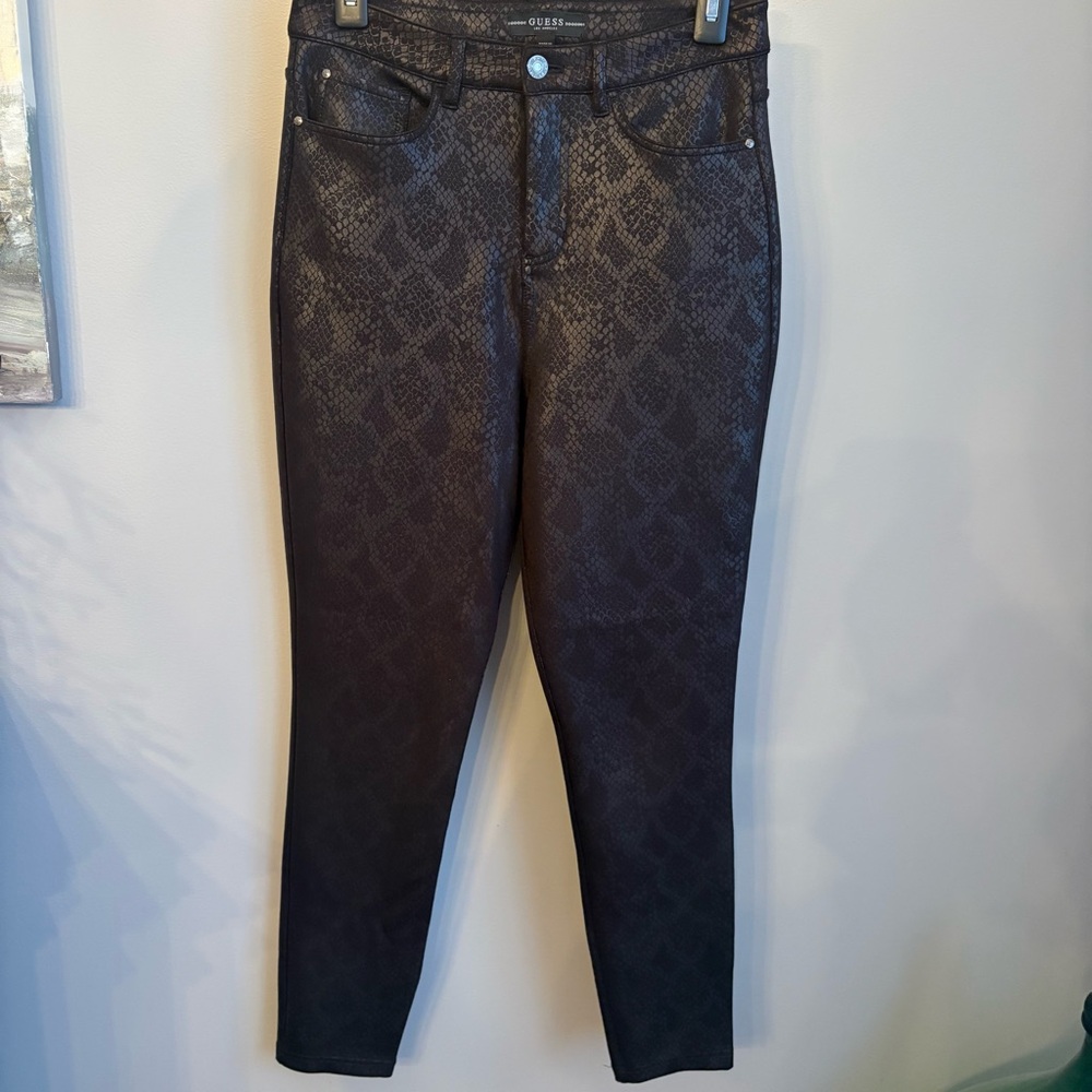 Guess Black a a Snakeskin Print Pants